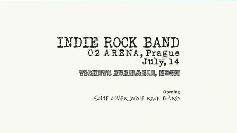 rock venue typography design with too many font styles