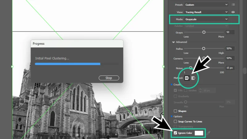 image tracing loading progress bar in illustrator