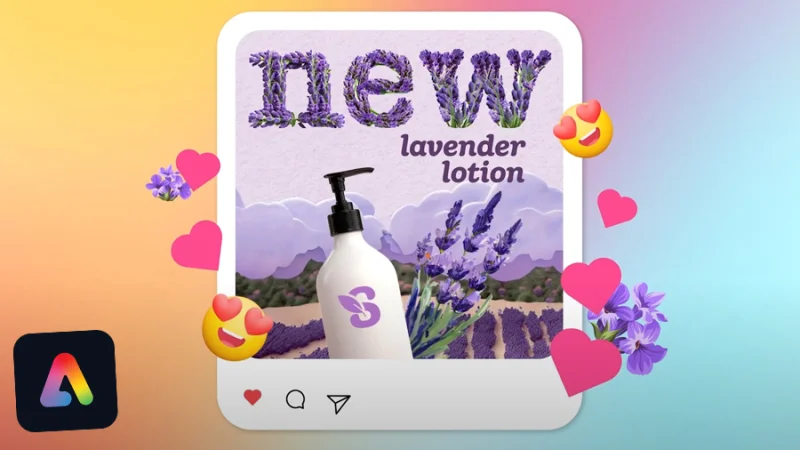 social media post for a lavender lotion product designed in adobe express