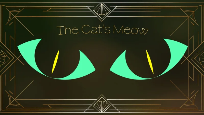an art deco illustrated postcard for the movie the cat’s meow in illustrator
