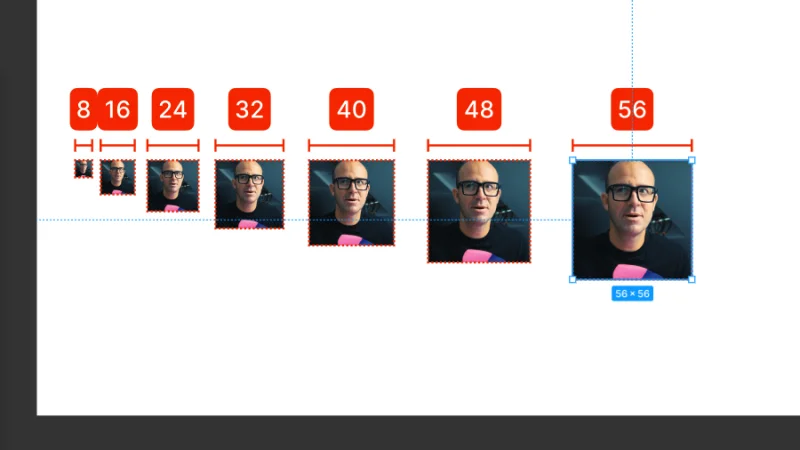 object sizing framework with pixel width guidelines in figma