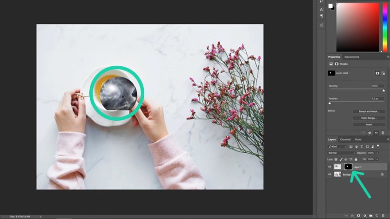 Select the mask thumbnail to adjust it over the image’s full dimensions.