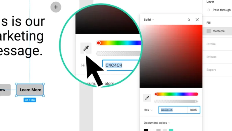 activating the eyedropper tool in figma
