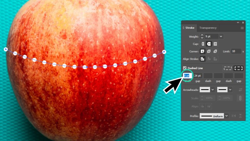 dashed line dash value set to zero in the stroke panel in illustrator
