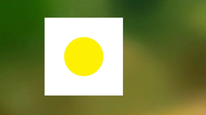 yellow circle overlapping a white square over an abstract background in illustrator