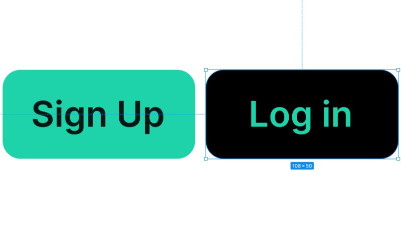sign up and log in buttons designed in figma