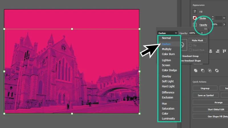 applying blending modes to create duotone effect in illustrator