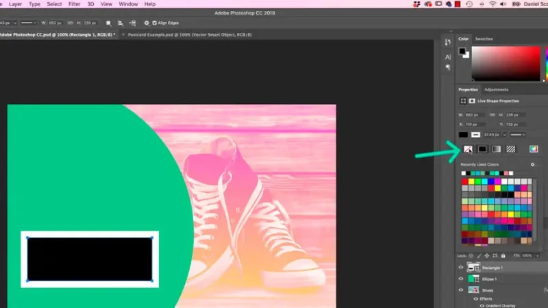 highlight no color button inside the swatches panel in adobe photoshop
