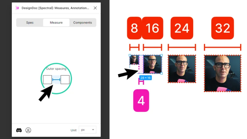 adding spacing guidelines to framework in figma