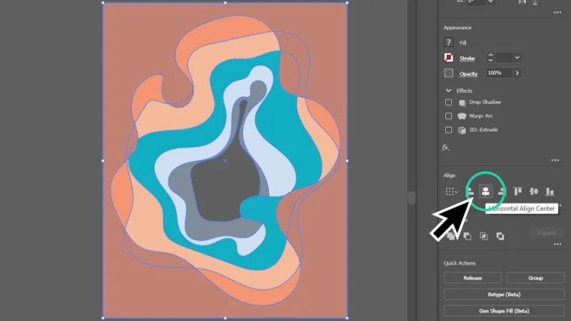 aligning colored compound path shapes inside artboard in illustrator