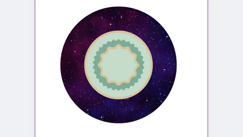placing a starry galaxy photo inside a basic shaped frame in canva