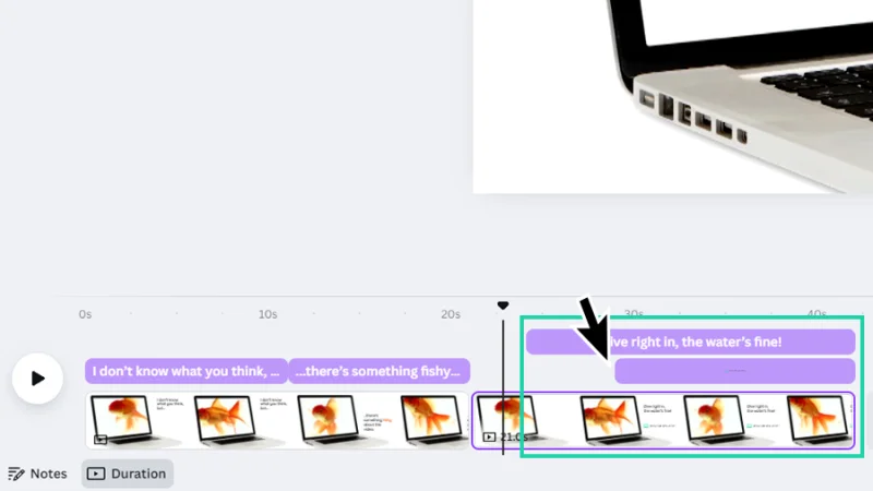 adjusting text and image timings on video timeline in canva