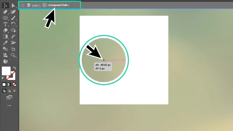 moving circle path inside a compound path in isolation mode in illustrator