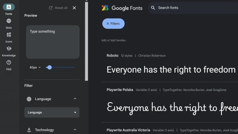 google fonts user interface