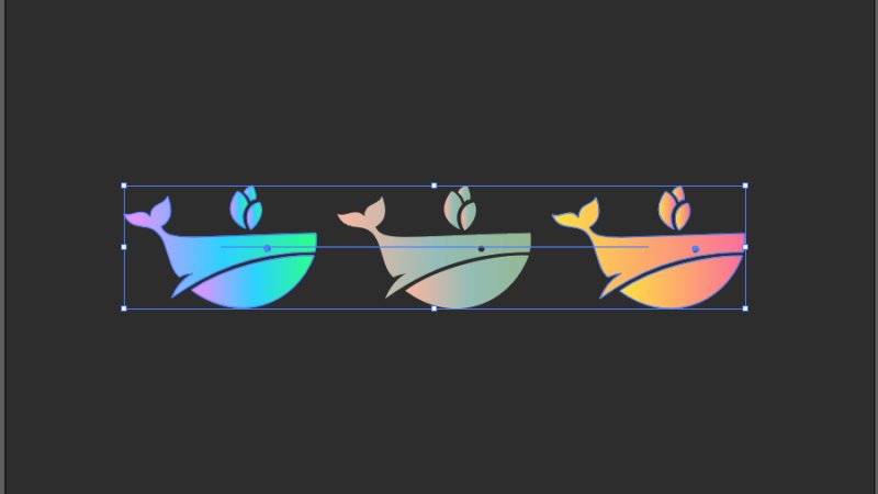 new blend step between the original whale objects in adobe illustrator