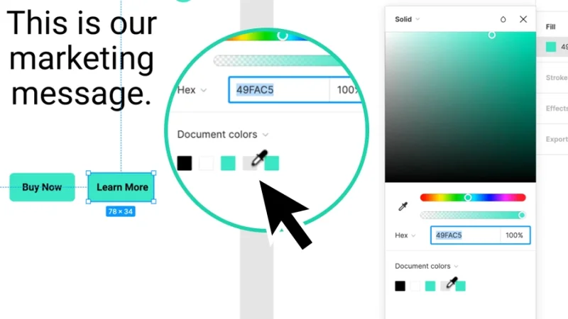 using document colors option to pick a new color in figma