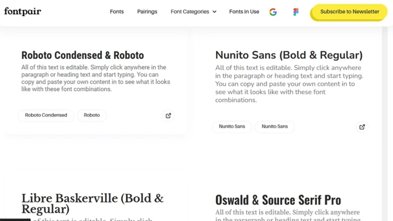 fontpair user interface