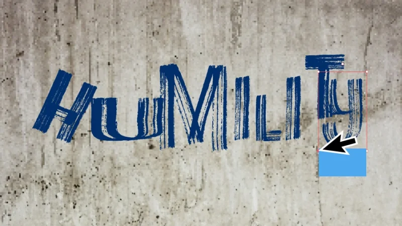 overlapping letters t and y in humility in adobe illustrator