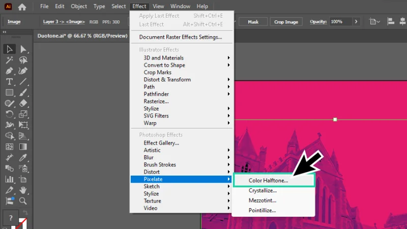applying color halftone effect in illustrator