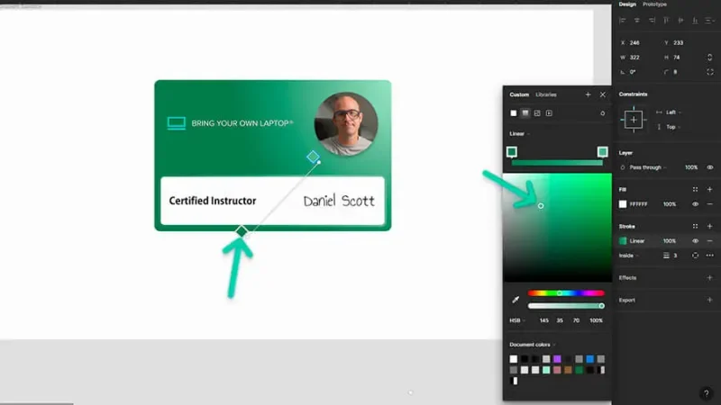 adjusting linear gradient in stroke in figma