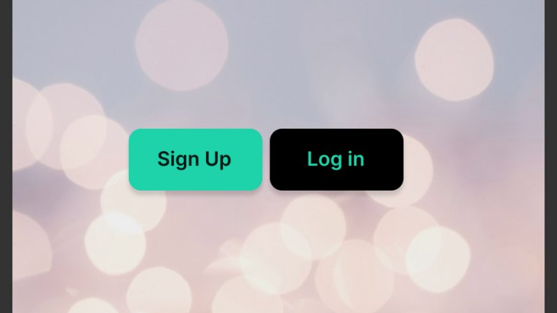 sign up and log in buttons over an abstract bokeh background in figma