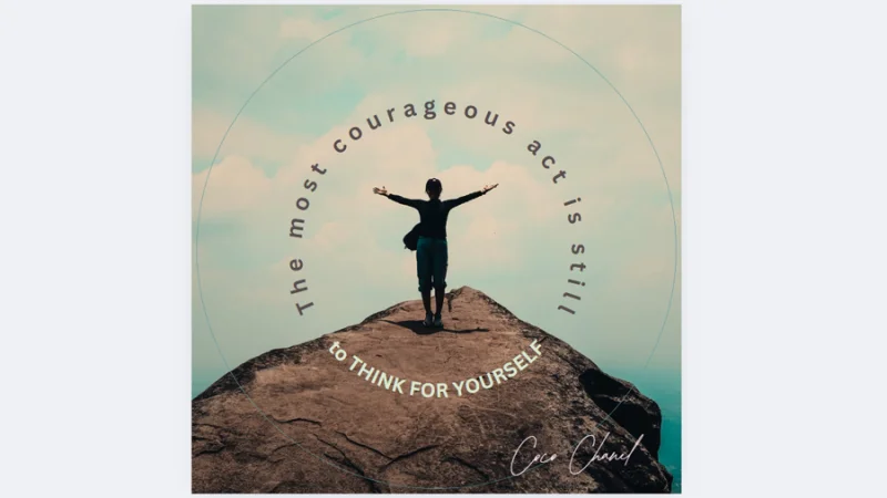 nspirational Instagram post of woman on top of a mountain in canva