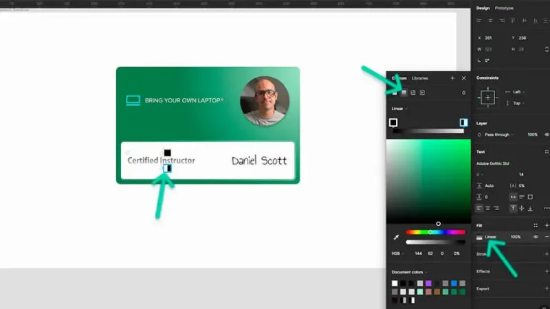 linear gradient applied to text layer