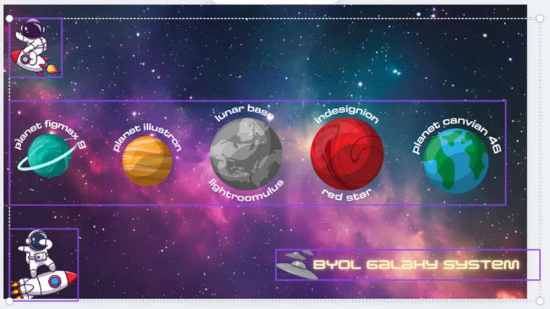 realigned and evenly spaced elements on a page in canva