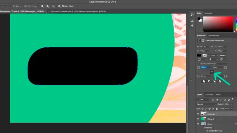 rectangle with asymmetrical corners in adobe photoshop
