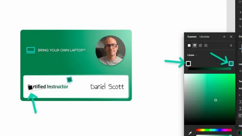 editing linear gradient applied to text in figma