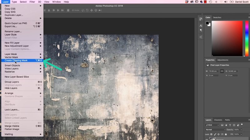 Select Create Clipping Mask from your Layer menu.