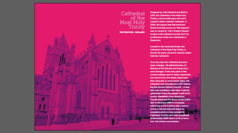 duotone image of the cathedral of the most holy trinity in illustrator