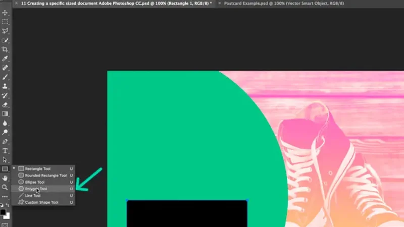 highlighted polygon tool from the shape tool in adobe photoshop