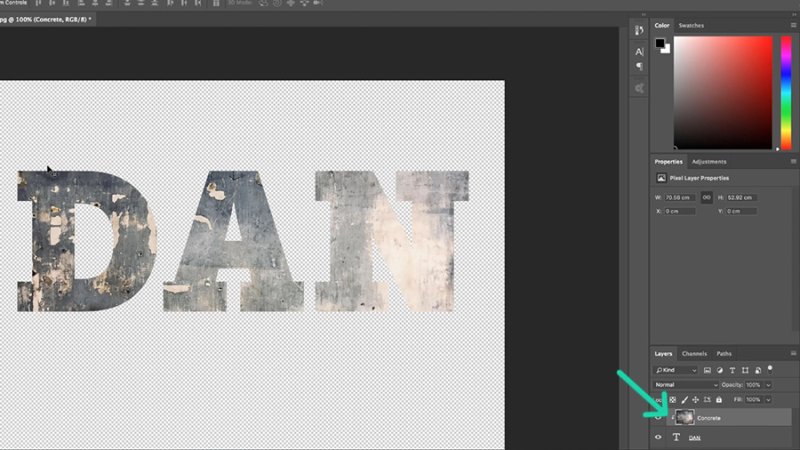 The arrow icon next to your Clipping Mask thumbnail points down to the connected layer below.