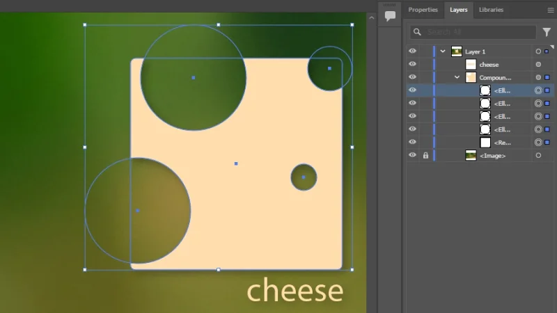 compound shape layers form a cheese vector illustration in illustrator