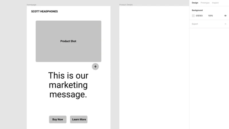 homepage wireframe in figma