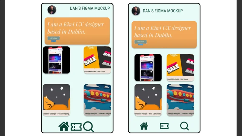 two mockup examples of user interface layouts in figma