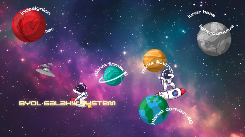 cluttered and misaligned space landscape illustration in canva