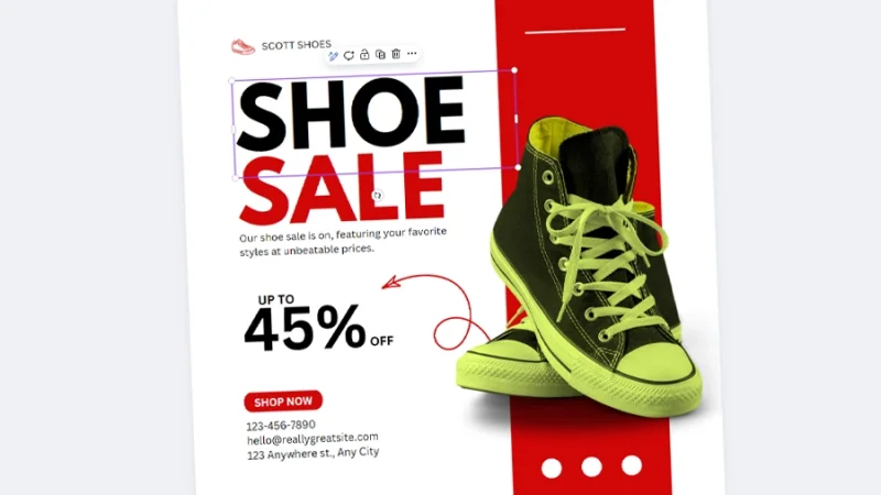 shoe sale design work in progress in canva