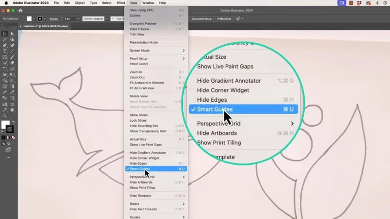 disabling smart guides option  in illustrator