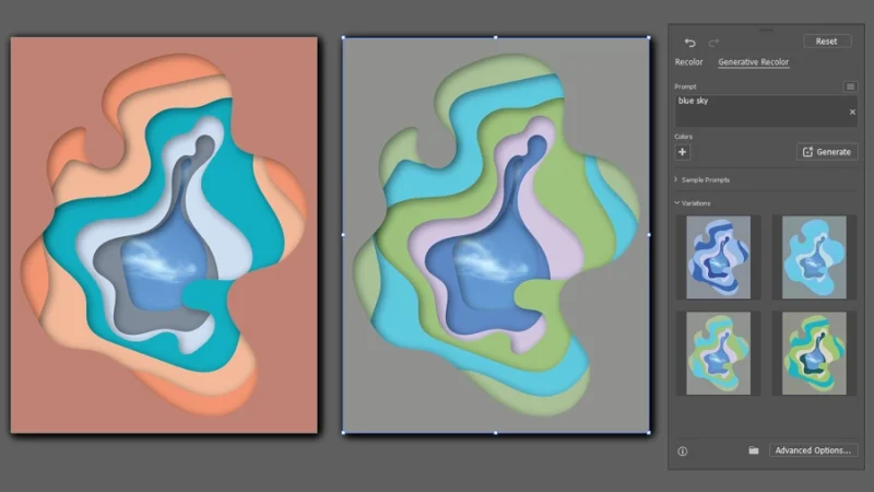 applying generative recolor to a duplicate artboard in illustrator