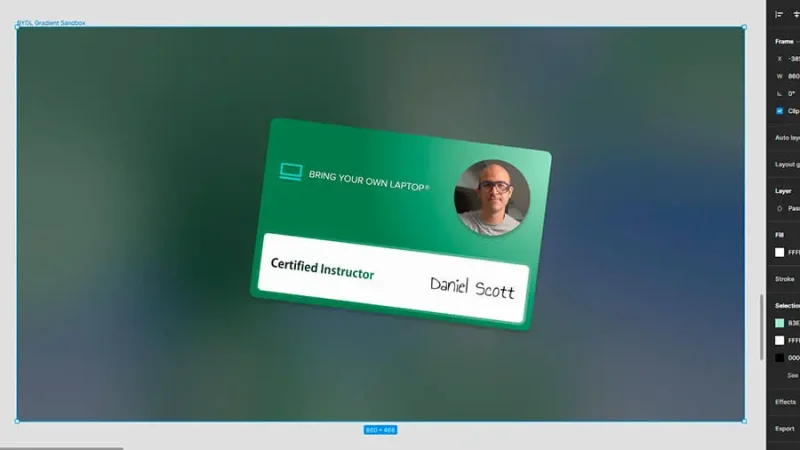 UI card over mesh gradient background in figma