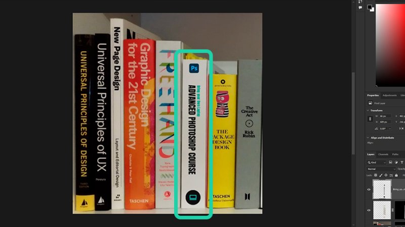 Now we have a new book on our shelf. Quick and easy with Content-Aware Fill (and some extra editing skills).