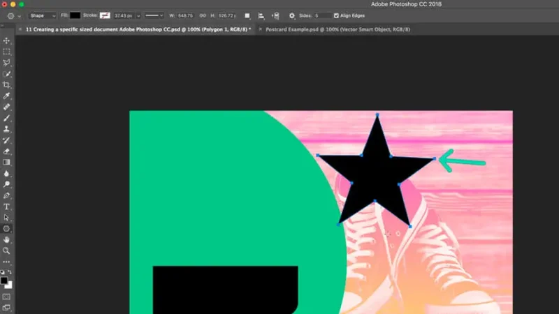 five-pointed star shape created in adobe photoshop