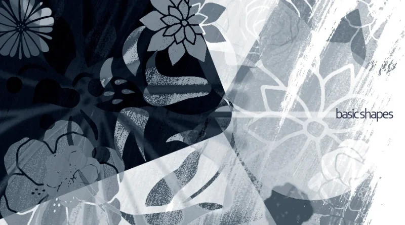 artwork created from basic and custom shapes in adobe photoshop