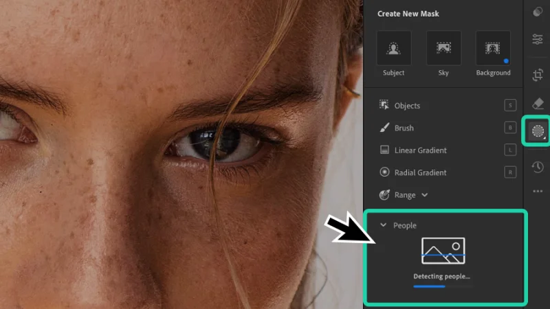 scanning female model photography to identify human subject in lightroom