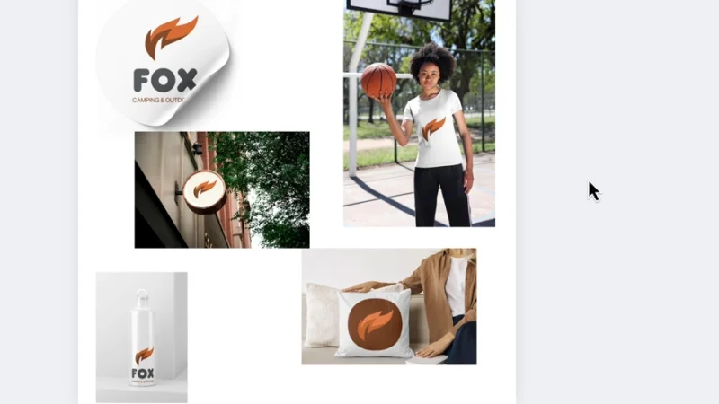 fox brand logo mockups designed in canva