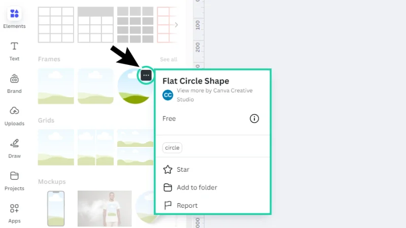 flat circle shape frame details highlighted in canva