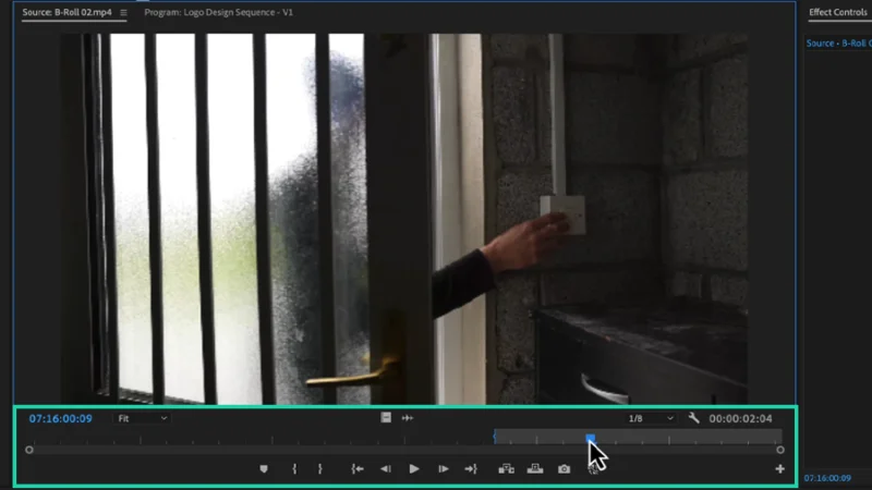 editing a video clip on source monitor in premiere pro