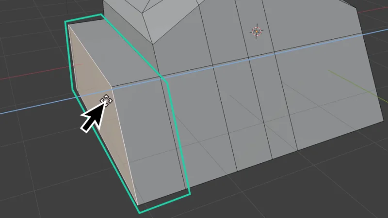 extrusion of a 3d model highlighted in blender